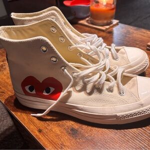 Comme Des Garcons Converse Play Sneakers with Red Heart